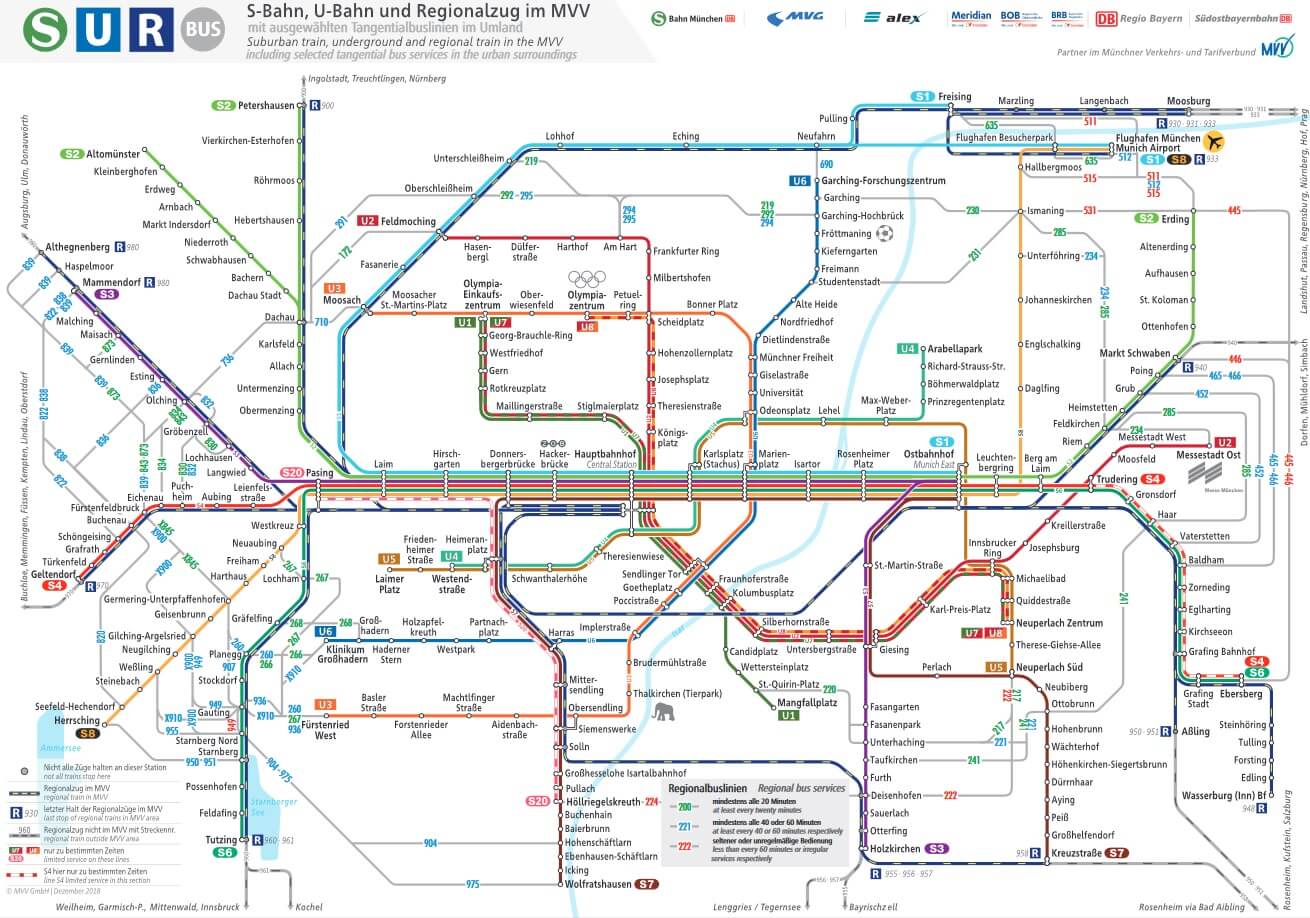 Munich public transportation map.